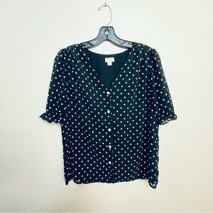 J. Crew Black and White Polka Dot Blouse